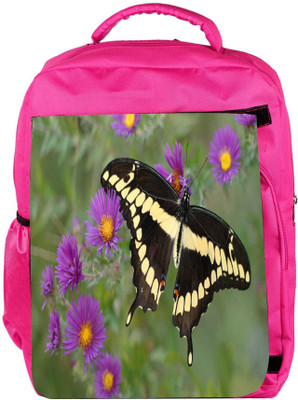 

Snoogg Eco Friendly Canvas Black Flying Butterfly Designer Backpack Rucksack School Travel Unisex Casual Canvas Bag Bookbag Satchel 5 L Backpack(Pink)