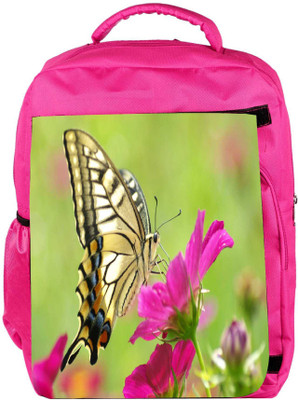

Snoogg Eco Friendly Canvas Multicolor Butterfly Designer Backpack Rucksack School Travel Unisex Casual Canvas Bag Bookbag Satchel 5 L Backpack(Pink)