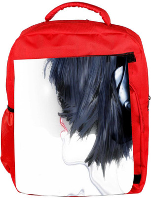 

Snoogg Eco Friendly Canvas Girl With Headphones Designer Backpack Rucksack School Travel Unisex Casual Canvas Bag Bookbag Satchel 5 L Backpack(Red)