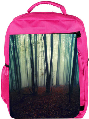 

Snoogg Eco Friendly Canvas Smoked Forest Designer Backpack Rucksack School Travel Unisex Casual Canvas Bag Bookbag Satchel 5 L Backpack(Pink)
