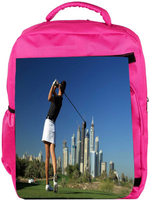 

Snoogg Eco Friendly Canvas Girl Playing Golf Designer Backpack Rucksack School Travel Unisex Casual Canvas Bag Bookbag Satchel 5 L Backpack(Pink)