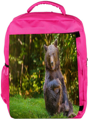 

Snoogg Eco Friendly Canvas Laughing Bear Designer Backpack Rucksack School Travel Unisex Casual Canvas Bag Bookbag Satchel 5 L Backpack(Pink)