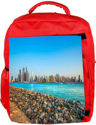

Snoogg Eco Friendly Canvas Buildings And Green Water Designer Backpack Rucksack School Travel Unisex Casual Canvas Bag Bookbag Satchel 5 L Backpack(Red)
