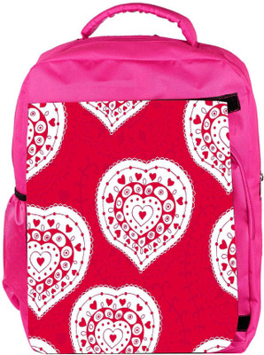 

Snoogg Eco Friendly Canvas White Heart Pink Pattern Designer Backpack Rucksack School Travel Unisex Casual Canvas Bag Bookbag Satchel 5 L Backpack(Pink)