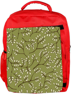 

Snoogg Eco Friendly Canvas White Leaves Pattern Green Designer Backpack Rucksack School Travel Unisex Casual Canvas Bag Bookbag Satchel 5 L Backpack(Red)