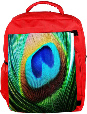 

Snoogg Eco Friendly Canvas Peacock Feather Closeup Backpack Rucksack School Travel Unisex Casual Canvas Bag Bookbag Satchel 5 L Backpack(Red)