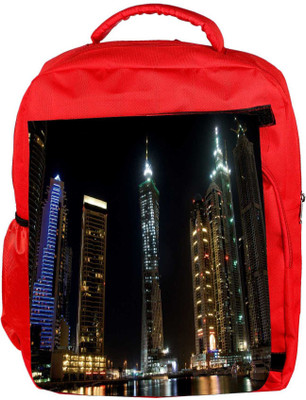 

Snoogg Eco Friendly Canvas Lights On Building Designer Backpack Rucksack School Travel Unisex Casual Canvas Bag Bookbag Satchel 5 L Backpack(Red)