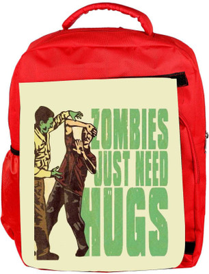 

Snoogg Eco Friendly Canvas Zombies Need Hugs Backpack Rucksack School Travel Unisex Casual Canvas Bag Bookbag Satchel 5 L Backpack(Red)