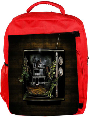 

Snoogg Eco Friendly Canvas Radio House Designer Backpack Rucksack School Travel Unisex Casual Canvas Bag Bookbag Satchel 5 L Backpack(Red)