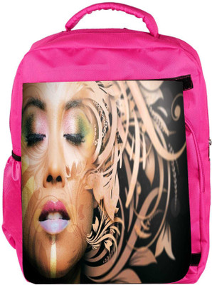 

Snoogg Eco Friendly Canvas Beautiful Woman Face Artistic Designer Backpack Rucksack School Travel Unisex Casual Canvas Bag Bookbag Satchel 5 L Backpack(Pink)