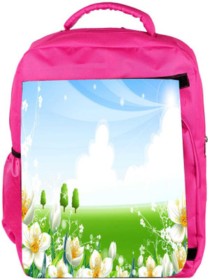 

Snoogg Eco Friendly Canvas White Flower Garden Designer Backpack Rucksack School Travel Unisex Casual Canvas Bag Bookbag Satchel 5 L Backpack(Pink)
