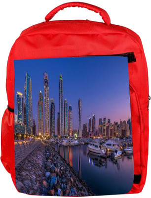 

Snoogg Eco Friendly Canvas Yourd Side Lake In Dubai Designer Backpack Rucksack School Travel Unisex Casual Canvas Bag Bookbag Satchel 5 L Backpack(Red)