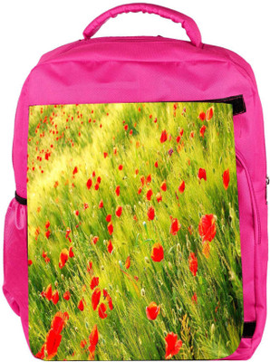 

Snoogg Eco Friendly Canvas Small Red Flowers Designer Backpack Rucksack School Travel Unisex Casual Canvas Bag Bookbag Satchel 5 L Backpack(Pink)