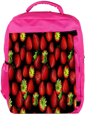 

Snoogg Eco Friendly Canvas Strawberries Designer Backpack Rucksack School Travel Unisex Casual Canvas Bag Bookbag Satchel 5 L Backpack(Pink)