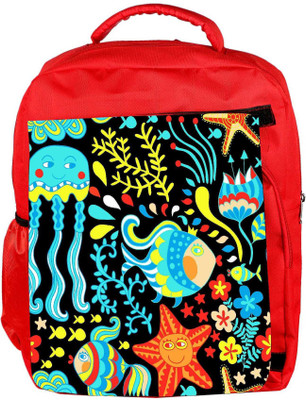 

Snoogg Eco Friendly Canvas Cartoon Set With Sea Live Backpack Rucksack School Travel Unisex Casual Canvas Bag Bookbag Satchel 5 L Backpack(Red)
