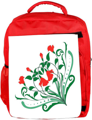 

Snoogg Eco Friendly Canvas Corner Floral Designs Backpack Rucksack School Travel Unisex Casual Canvas Bag Bookbag Satchel 5 L Backpack(Red)
