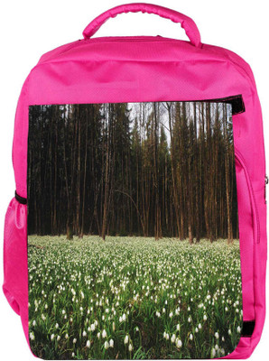 

Snoogg Eco Friendly Canvas White Flowers Designer Backpack Rucksack School Travel Unisex Casual Canvas Bag Bookbag Satchel 5 L Backpack(Pink)