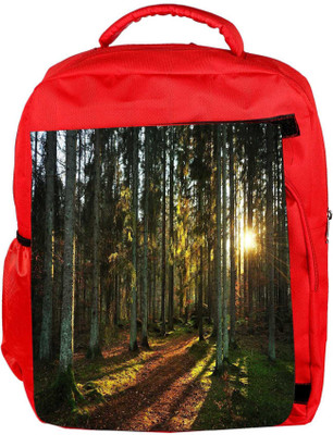 

Snoogg Eco Friendly Canvas Abstract Sunlight In Forest Designer Backpack Rucksack School Travel Unisex Casual Canvas Bag Bookbag Satchel 5 L Backpack(Red)