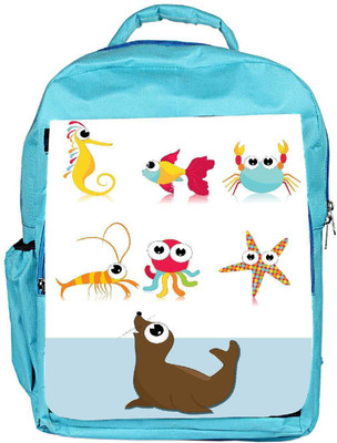 

Snoogg Eco Friendly Canvas Background With Sea Animal Backpack Rucksack School Travel Unisex Casual Canvas Bag Bookbag Satchel 5 L Backpack(Blue)