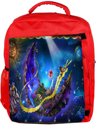

Snoogg Eco Friendly Canvas Puppeteer In The Moon Designer Backpack Rucksack School Travel Unisex Casual Canvas Bag Bookbag Satchel 5 L Backpack(Red)