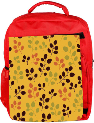 Snoogg Eco Friendly Canvas Brown Leaves Designer Backpack Rucksack School Travel Unisex Casual Canvas Bag Bookbag Satchel 5 L Backpack(Red)