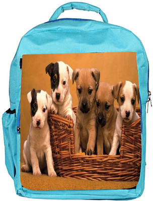 

Snoogg Eco Friendly Canvas Puppy In The Basket Designer Backpack Rucksack School Travel Unisex Casual Canvas Bag Bookbag Satchel 5 L Backpack(Blue)