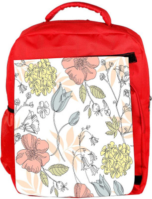 

Snoogg Eco Friendly Canvas Seamless Vintage Flower Pattern Backpack Rucksack School Travel Unisex Casual Canvas Bag Bookbag Satchel 5 L Backpack(Red)