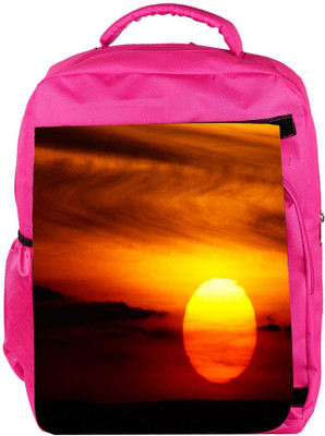 

Snoogg Eco Friendly Canvas Amazing Sunset Designer Backpack Rucksack School Travel Unisex Casual Canvas Bag Bookbag Satchel 5 L Backpack(Pink)