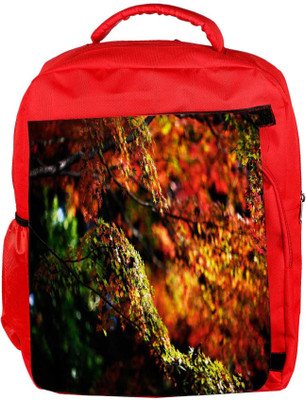 

Snoogg Eco Friendly Canvas Gardened Leaves Designer Backpack Rucksack School Travel Unisex Casual Canvas Bag Bookbag Satchel 5 L Backpack(Red)