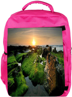 

Snoogg Eco Friendly Canvas Green Abstract Mountain Designer Backpack Rucksack School Travel Unisex Casual Canvas Bag Bookbag Satchel 5 L Backpack(Pink)