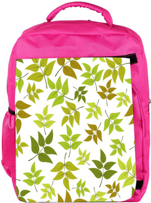 

Snoogg Eco Friendly Canvas Abstract Leaves White Pattern Designer Backpack Rucksack School Travel Unisex Casual Canvas Bag Bookbag Satchel 5 L Backpack(Pink)