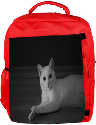 

Snoogg Eco Friendly Canvas Curious White Cat Designer Backpack Rucksack School Travel Unisex Casual Canvas Bag Bookbag Satchel 5 L Backpack(Red)