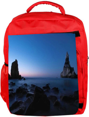 

Snoogg Eco Friendly Canvas Mountains In The Ocean Designer Backpack Rucksack School Travel Unisex Casual Canvas Bag Bookbag Satchel 5 L Backpack(Red)