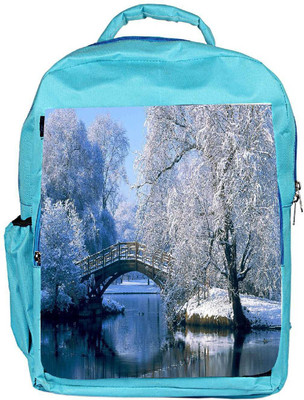 

Snoogg Eco Friendly Canvas Frozen Tree By Lake Side Designer Backpack Rucksack School Travel Unisex Casual Canvas Bag Bookbag Satchel 5 L Backpack(Blue)
