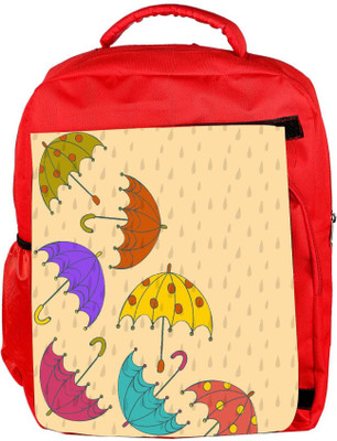 

Snoogg Eco Friendly Canvas Abstract Rainy Season Background With Rain Drops And Colorful Umbrellas Backpack Rucksack School Travel Unisex Casual Canvas Bag Bookbag Satchel 5 L Backpack(Red)