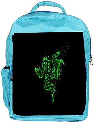 

Snoogg Eco Friendly Canvas Green Razer Logo Designer Backpack Rucksack School Travel Unisex Casual Canvas Bag Bookbag Satchel 5 L Backpack(Blue)