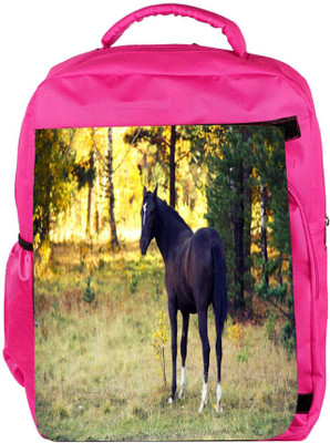 

Snoogg Eco Friendly Canvas Dark Black Horse Designer Backpack Rucksack School Travel Unisex Casual Canvas Bag Bookbag Satchel 5 L Backpack(Pink)