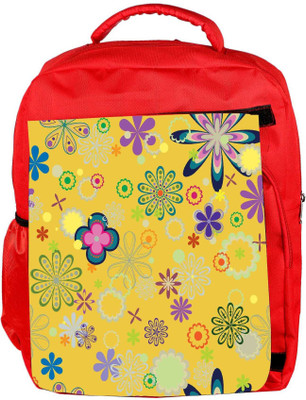 

Snoogg Eco Friendly Canvas Yellow Floral Pattern Designer Backpack Rucksack School Travel Unisex Casual Canvas Bag Bookbag Satchel 5 L Backpack(Red)