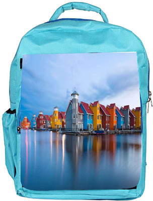 

Snoogg Eco Friendly Canvas Colorful Houses By The Lake World Designer Backpack Rucksack School Travel Unisex Casual Canvas Bag Bookbag Satchel 5 L Backpack(Blue)