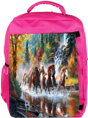 

Snoogg Eco Friendly Canvas Abstract Art Of Horse Designer Backpack Rucksack School Travel Unisex Casual Canvas Bag Bookbag Satchel 5 L Backpack(Pink)