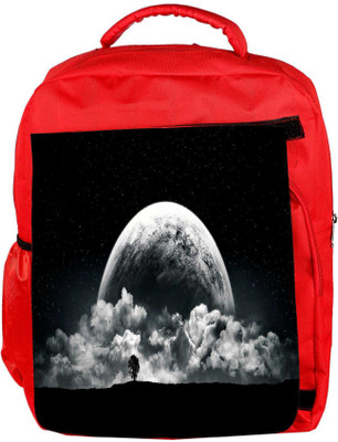 

Snoogg Eco Friendly Canvas Planet Behind The Clouds Designer Backpack Rucksack School Travel Unisex Casual Canvas Bag Bookbag Satchel 5 L Backpack(Red)