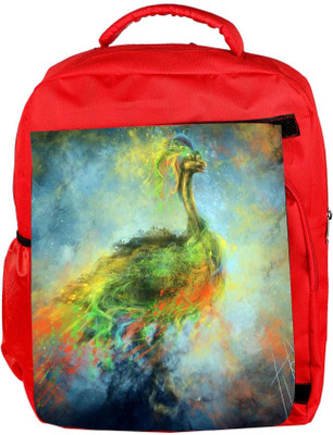 

Snoogg Eco Friendly Canvas Mysterious Peacock Designer Backpack Rucksack School Travel Unisex Casual Canvas Bag Bookbag Satchel 5 L Backpack(Red)