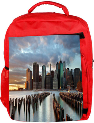 

Snoogg Eco Friendly Canvas Manhattan World Designer Backpack Rucksack School Travel Unisex Casual Canvas Bag Bookbag Satchel 5 L Backpack(Red)