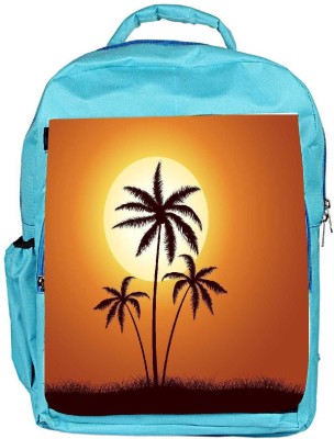 

Snoogg Eco Friendly Canvas Vector Summer Illustration With Palm Trees Backpack Rucksack School Travel Unisex Casual Canvas Bag Bookbag Satchel 5 L Backpack(Blue)