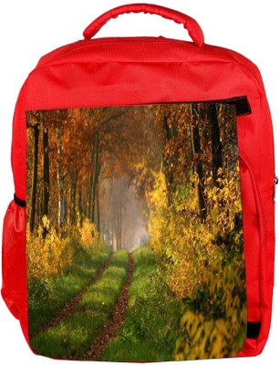 

Snoogg Eco Friendly Canvas Small Way In Forest Designer Backpack Rucksack School Travel Unisex Casual Canvas Bag Bookbag Satchel 5 L Backpack(Red)