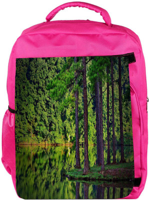 

Snoogg Eco Friendly Canvas Tall Trees On The River Side Designer Backpack Rucksack School Travel Unisex Casual Canvas Bag Bookbag Satchel 5 L Backpack(Pink)