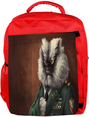 

Snoogg Eco Friendly Canvas Colonel Meow Designer Backpack Rucksack School Travel Unisex Casual Canvas Bag Bookbag Satchel 5 L Backpack(Red)