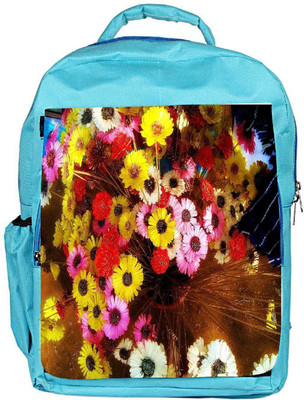 

Snoogg Eco Friendly Canvas Colorful Flowers Background Backpack Rucksack School Travel Unisex Casual Canvas Bag Bookbag Satchel 5 L Backpack(Blue)