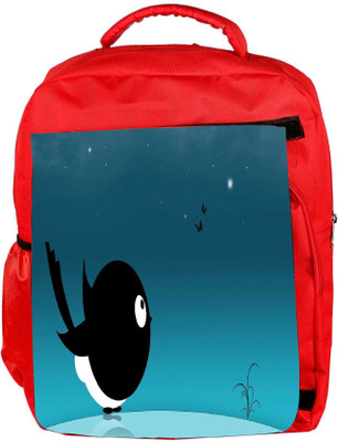 

Snoogg Eco Friendly Canvas Sparrow In The Night Designer Backpack Rucksack School Travel Unisex Casual Canvas Bag Bookbag Satchel 5 L Backpack(Red)