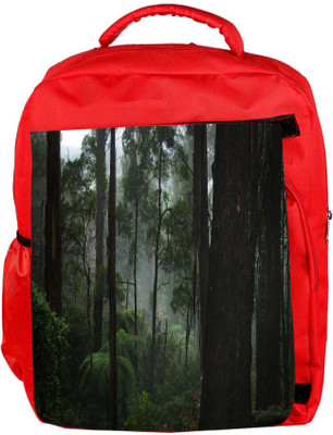 

Snoogg Eco Friendly Canvas Early Morning Forest Designer Backpack Rucksack School Travel Unisex Casual Canvas Bag Bookbag Satchel 5 L Backpack(Red)